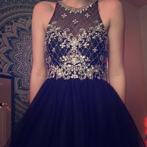 Short poofy black homecoming dress
